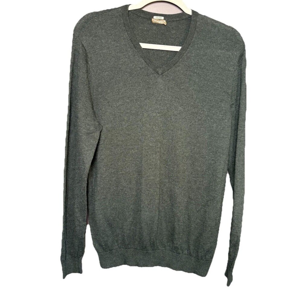 J. McLaughlin Milton Cashmere Blend Sweater Size Small Gray V-Neck Tight Knit - Picture 7 of 7